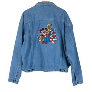 Vintage Disney Store Denim Jacket Mens XXL Light Wash Mickey Embroidered 90s